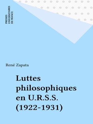 cover image of Luttes philosophiques en U.R.S.S. (1922-1931)